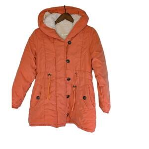 Ladies E' Leter Orange Sherpa Lined Coat S/M (‎ See Measurements)